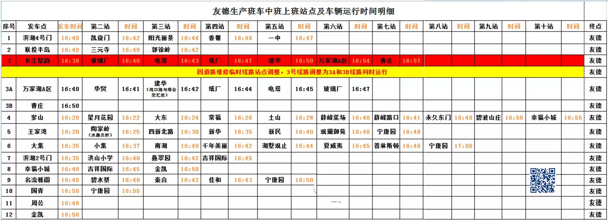 武汉友德汽车电器有限公司通勤车线路图