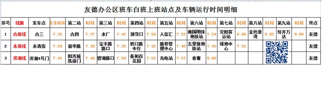 武汉友德汽车电器有限公司通勤车线路图